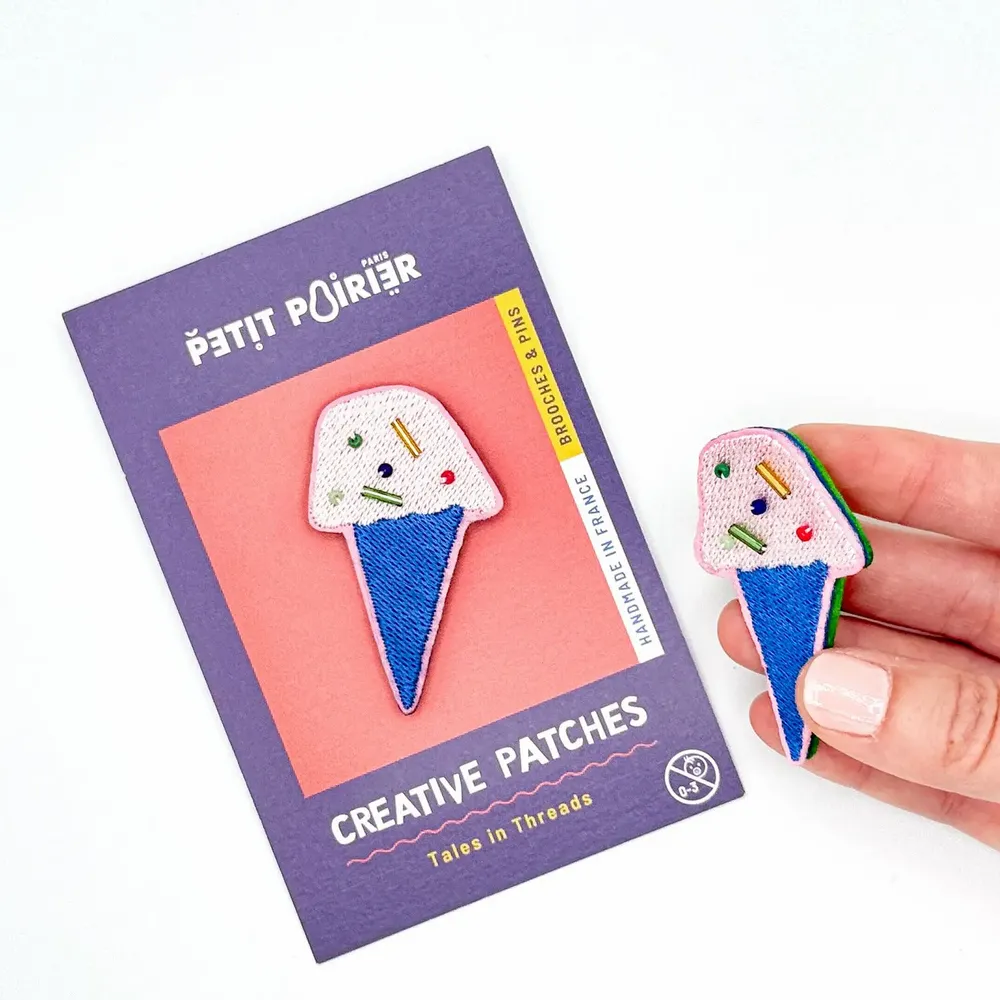 Cadeaux - Pin’s brodé "Ice Cream – Un talisman fondant, brodé de joie - PETIT POIRIER