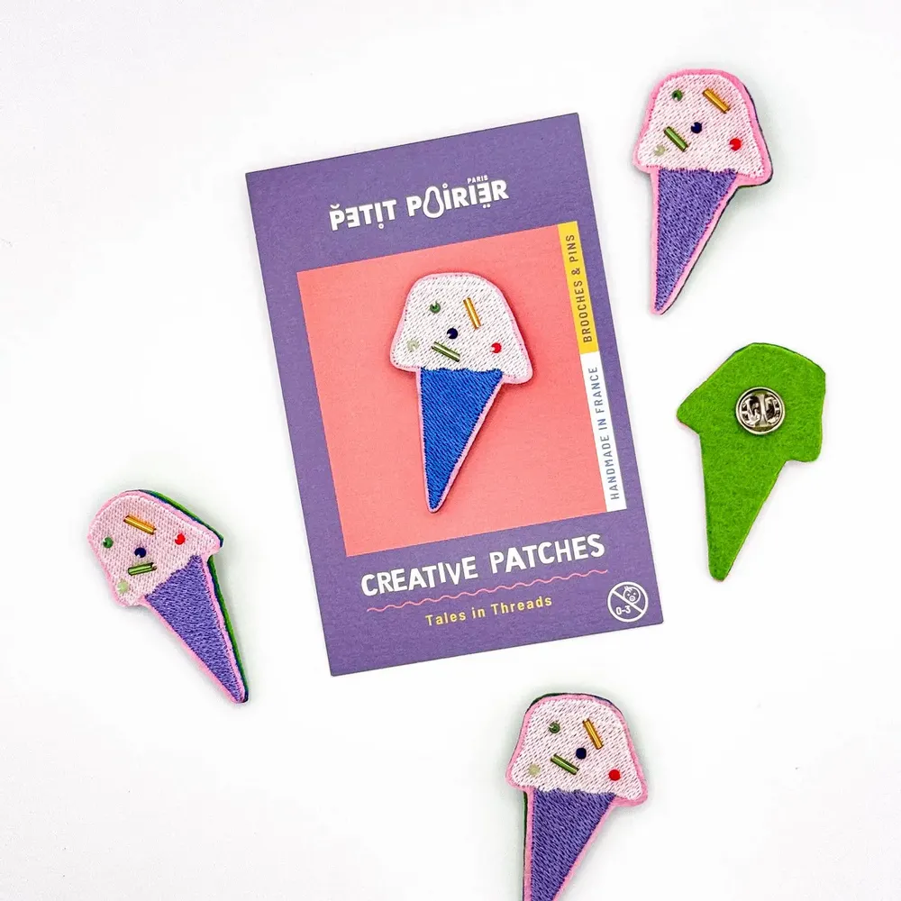 Cadeaux - Pin’s brodé "Ice Cream – Un talisman fondant, brodé de joie - PETIT POIRIER