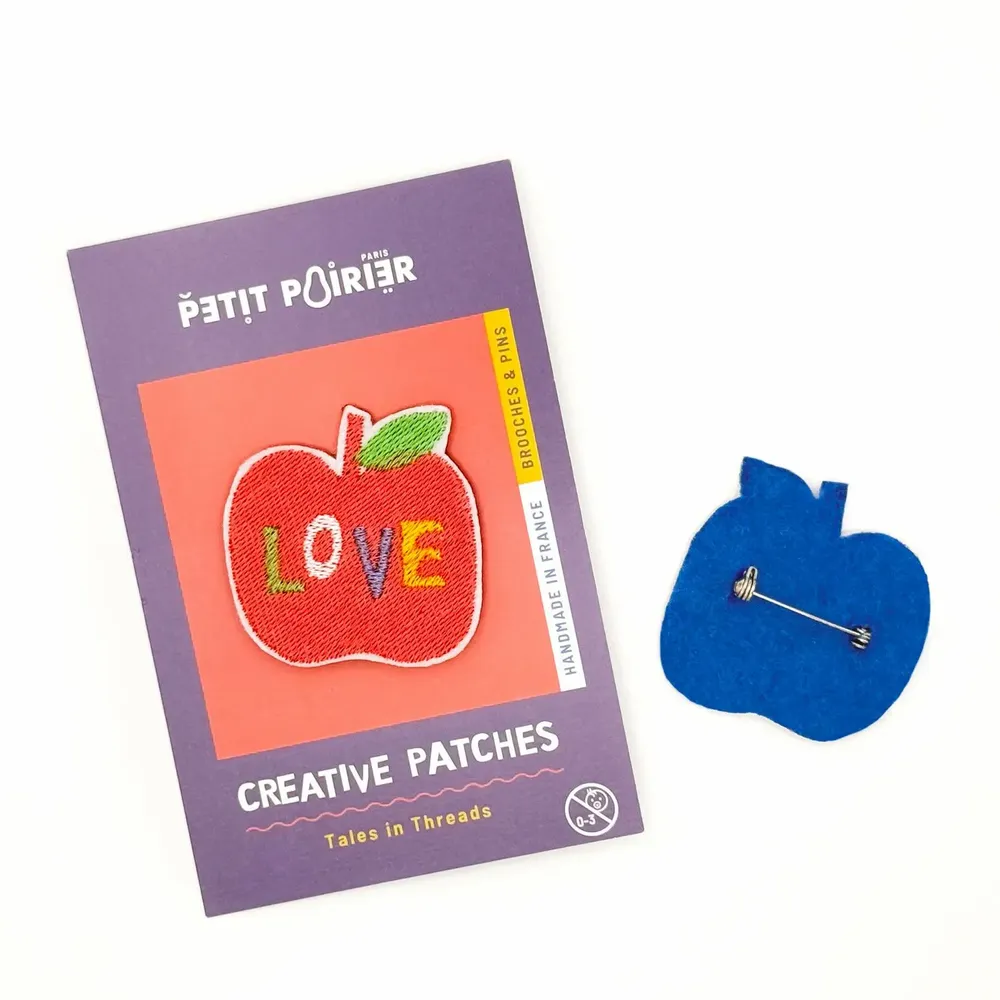 Accessoires enfants - Broche brodée "Love Apple" – Un fruit à croquer, fait main en France - PETIT POIRIER