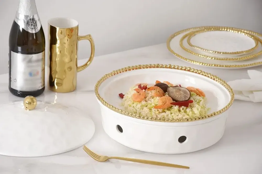 Platter and bowls - PB - Round Chafing Dish - GOLDEN SALERNO - PAMPA BAY