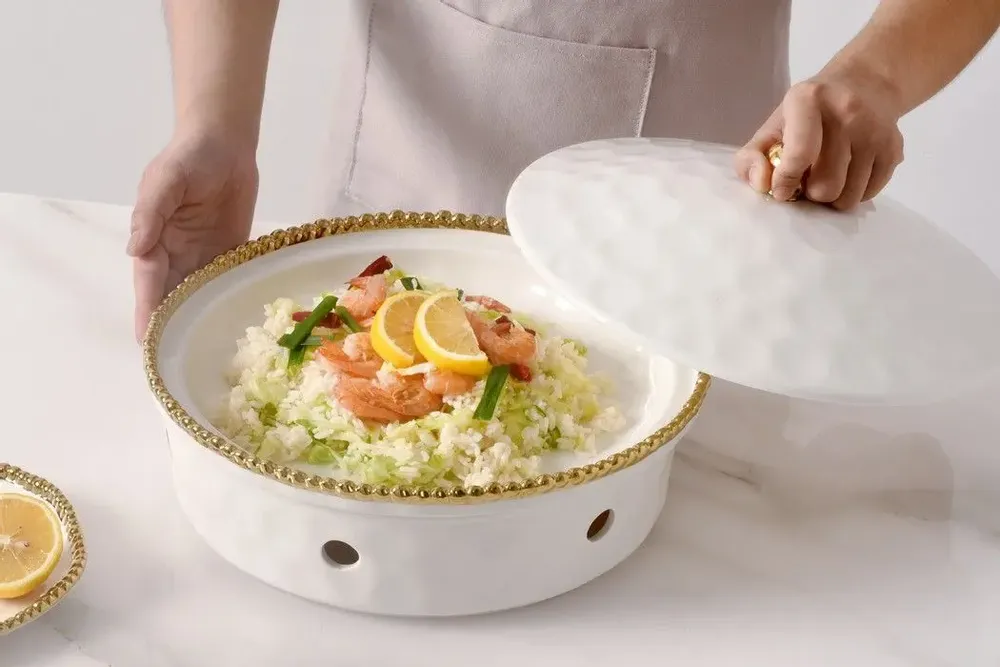 Platter and bowls - PB - Round Chafing Dish - GOLDEN SALERNO - PAMPA BAY
