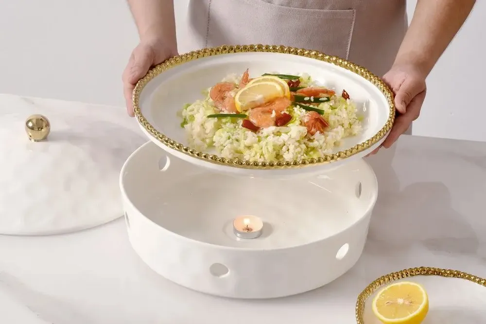 Platter and bowls - PB - Round Chafing Dish - GOLDEN SALERNO - PAMPA BAY