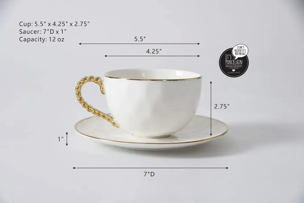Mugs - PB - Teacup & Saucer - GOLDEN SALERNO - PAMPA BAY