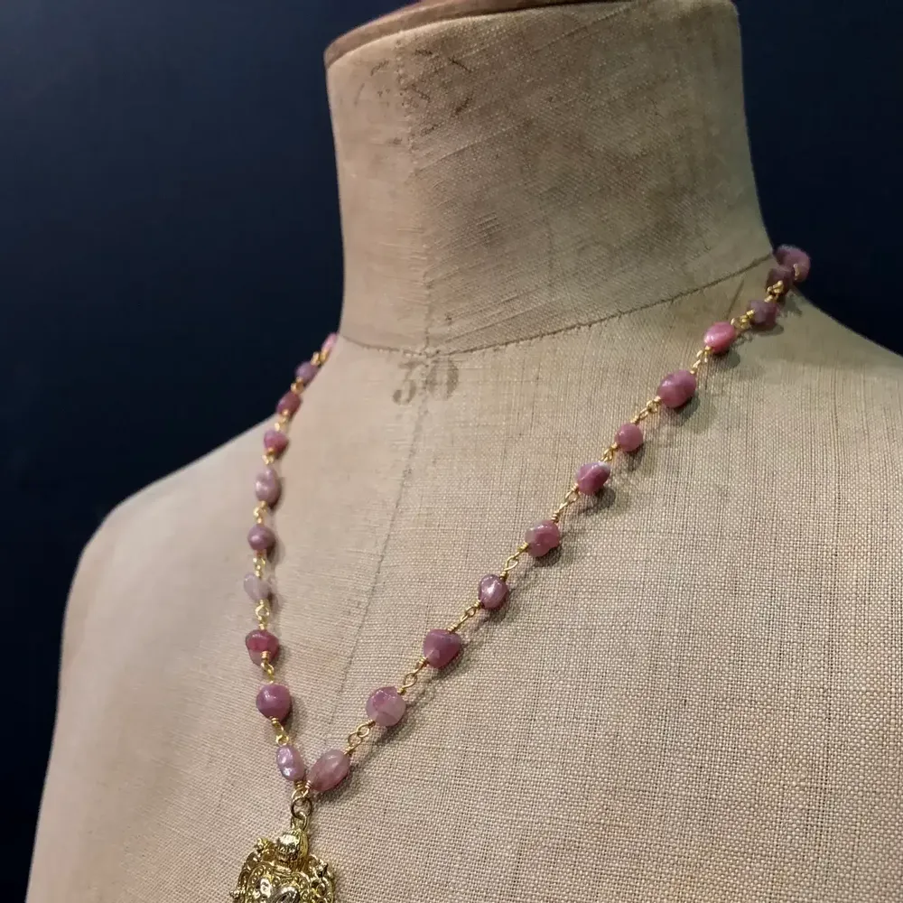 Bijoux - Collier Verona - Pierres Rhodonite - FASCINATO