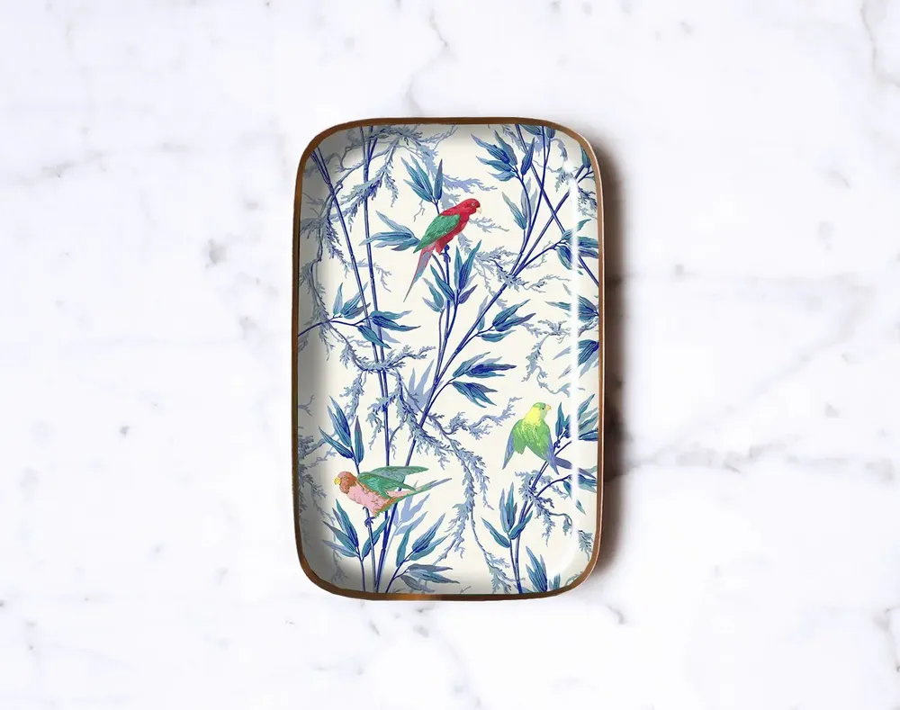 Trays - Enamelled tray Le Jardin des Perroquets - PARADISIO IMAGINARIUM