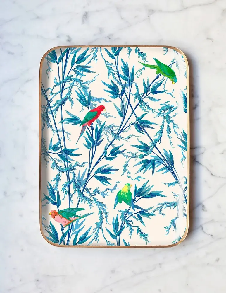 Trays - Enamelled tray Le Jardin des Perroquets - PARADISIO IMAGINARIUM