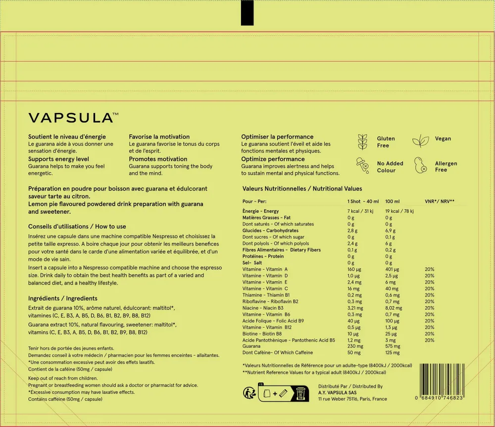 Chambres d'hôtels - BOOST - Capsules vitamines Nespresso compatibles - VAPSULA
