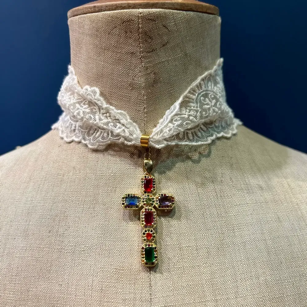 Bijoux - Choker Giulietta - Dentelle blanche - FASCINATO