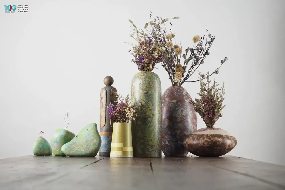 Decorative objects - Upcycled Paper Tranformation to Vase & Sculpture - 103PAPER SHOP