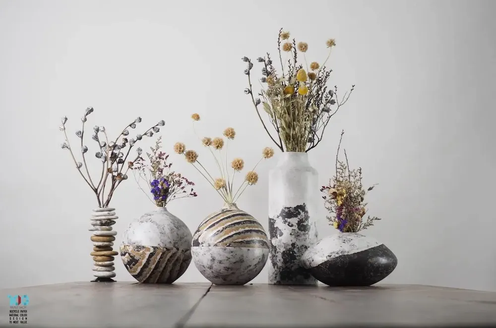 Decorative objects - Upcycled Paper Tranformation to Vase & Sculpture - 103PAPER SHOP