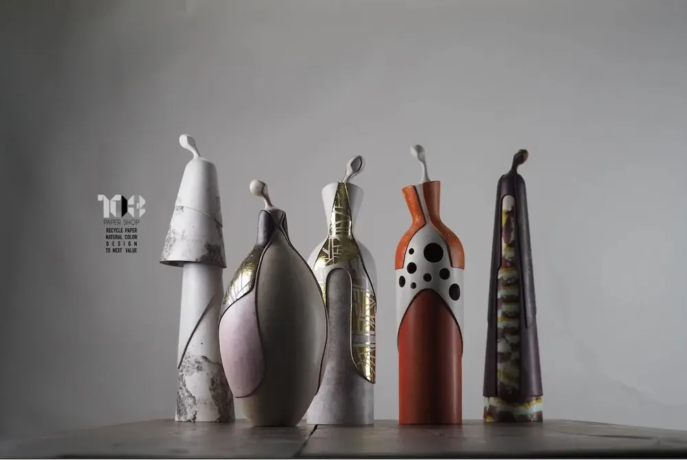 Decorative objects - Upcycled Paper Tranformation to Vase & Sculpture - 103PAPER SHOP