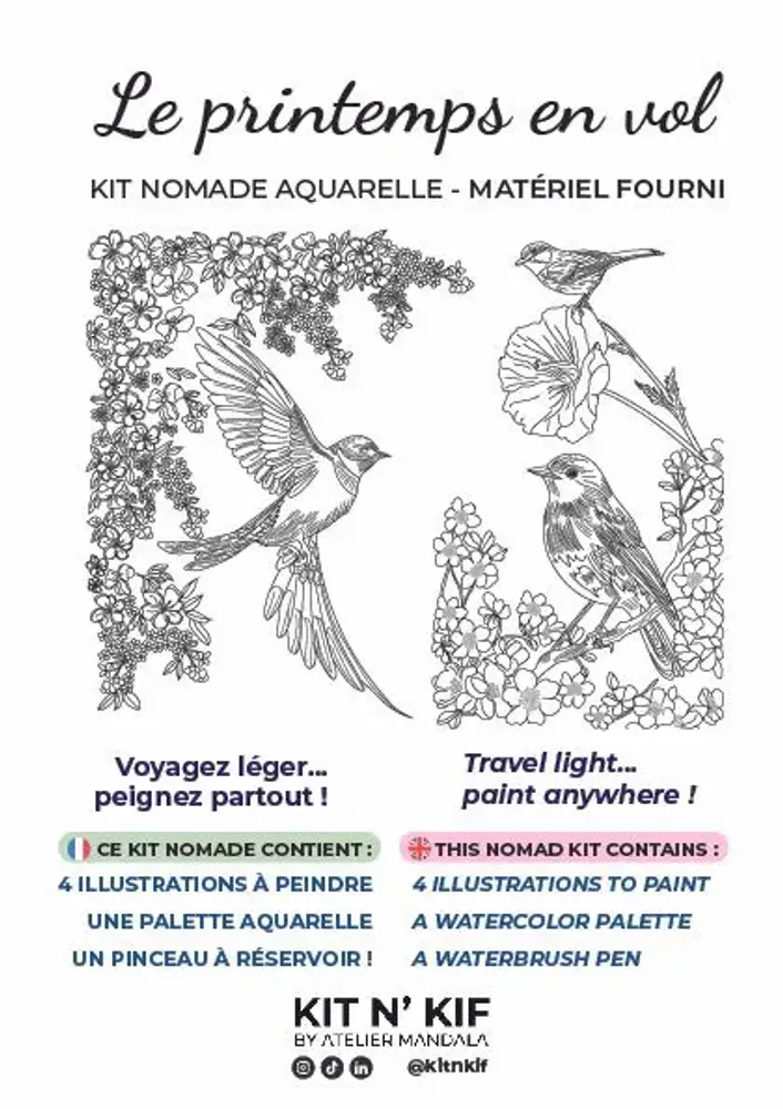 Gifts - Nomad Watercolor Kit - Spring inflight (all included) | Kit n'Kif ® - ATELIER MANDALA