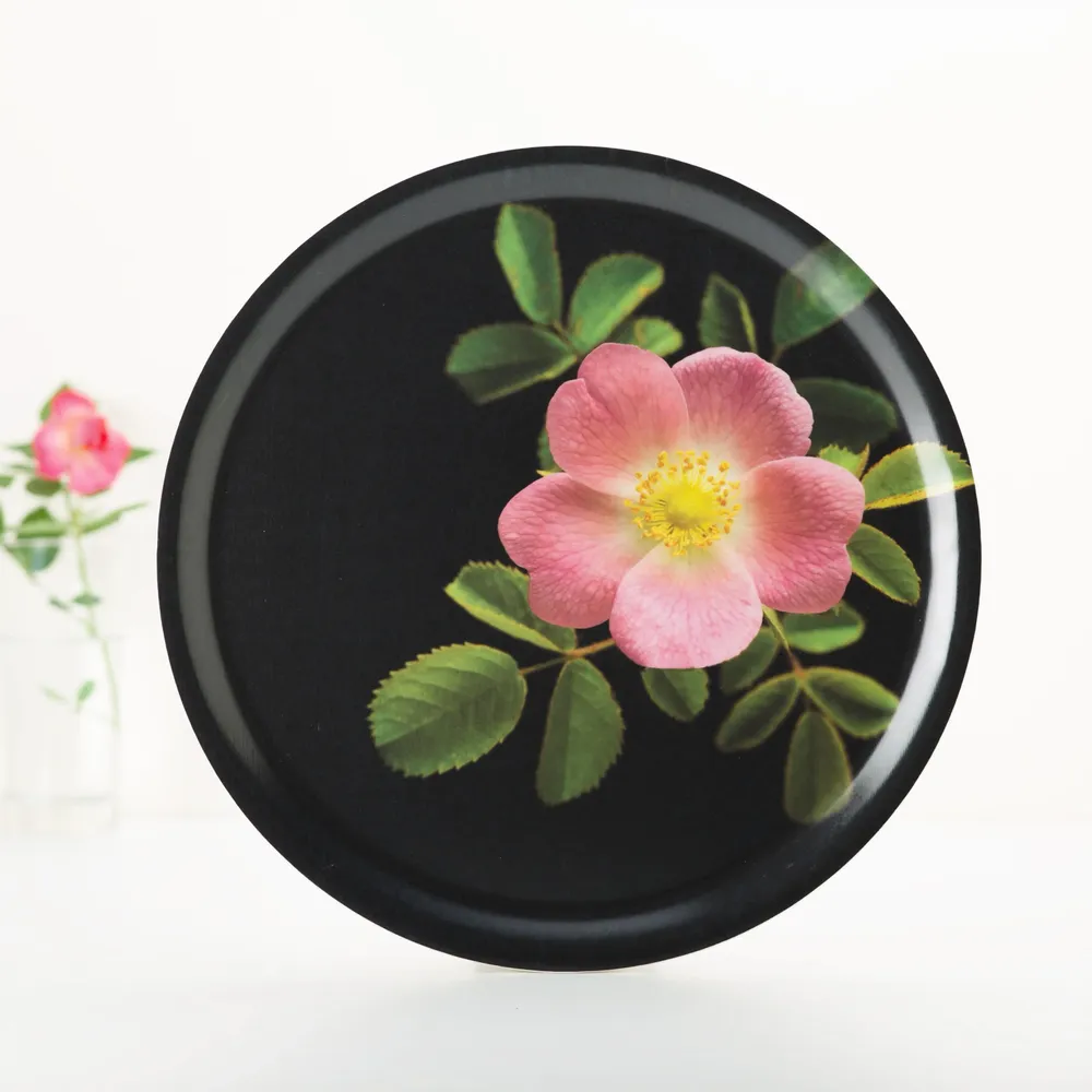 Trays - Round wooden serving tray - Wild rose 38 cm - MONBOPLATO