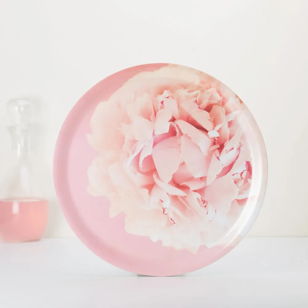 Trays - Round wooden serving tray - Peony 38 cm - MONBOPLATO