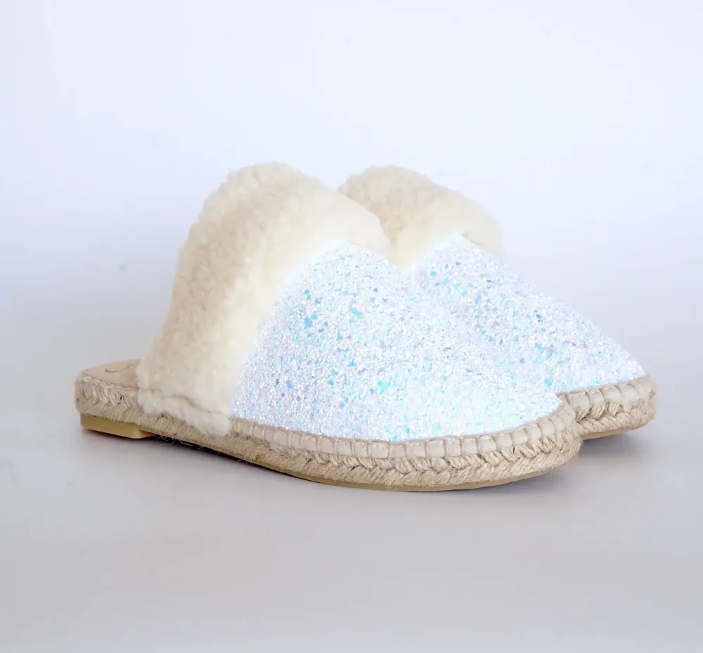 Loungewear - Women’s Glitter Slippers – Wool Lining & Jute Sole, Handmade in Spain - ATELIER COSTÀ