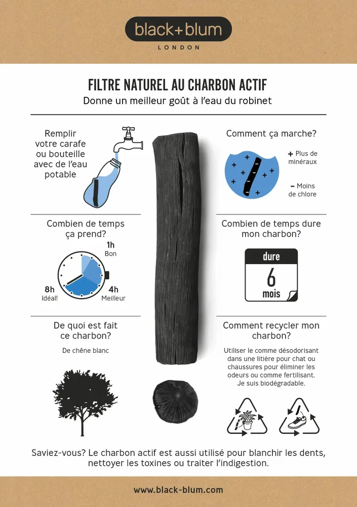 Tea and coffee accessories - Activated charcoal Binchotan filters - single unit - BLACK+BLUM EUROPE