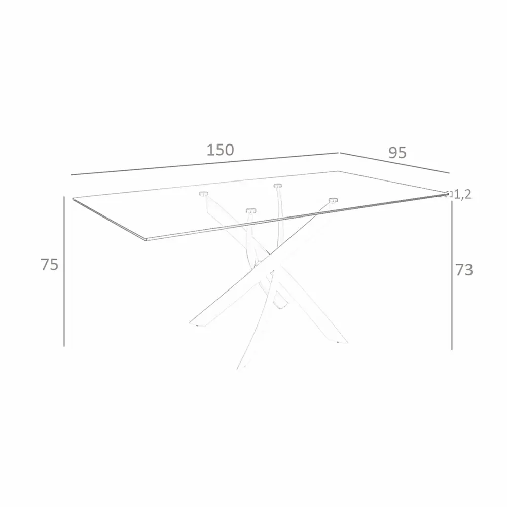 Tables Salle à Manger - Table à manger rectangulaire verre trempé et acier blanc - ANGEL CERDÁ