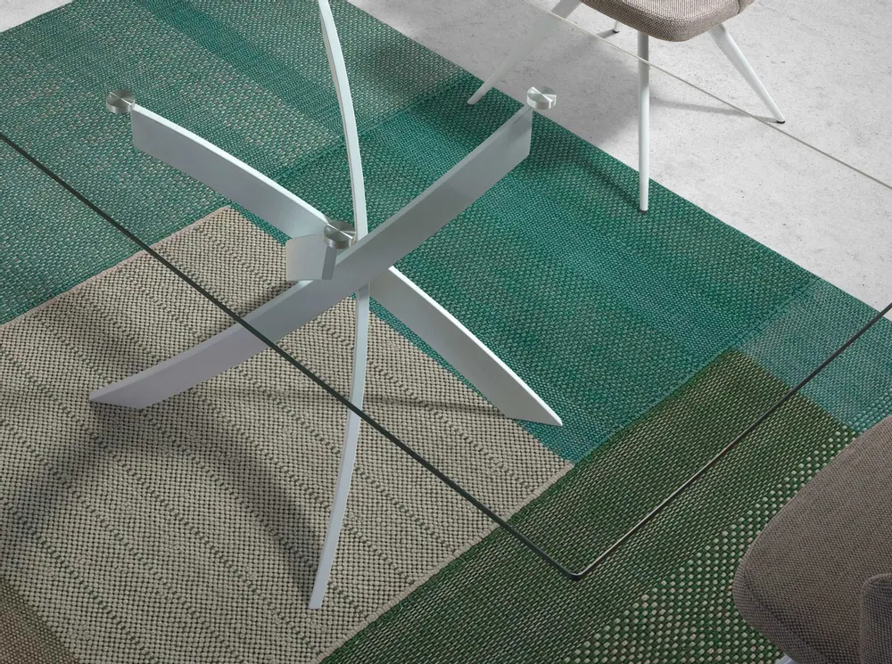 Dining Tables - Rectangular tempered glass and white steel dining table - ANGEL CERDÁ