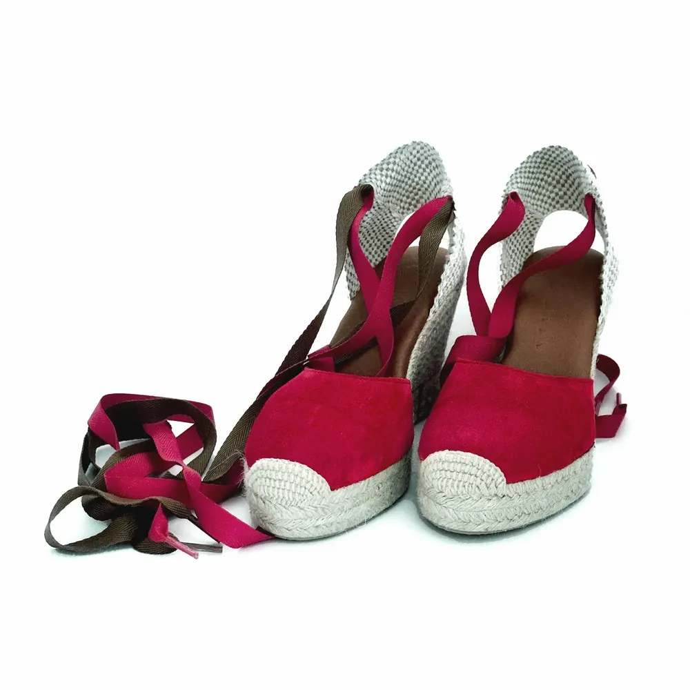 Shoes - Custom Red Suede Wedge Espadrilles – LYDIA Model - ATELIER COSTÀ