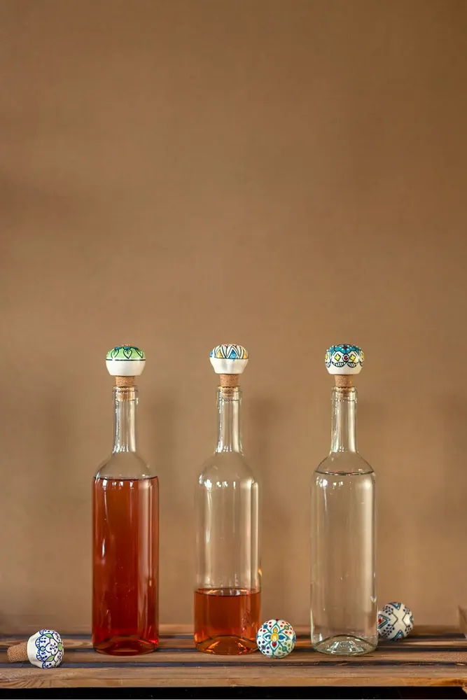 Everyday plates - Ceramic and cork bottle stopper FLORAL - TRANQUILLO