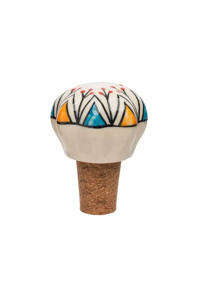 Everyday plates - Ceramic and cork bottle stopper FLORAL - TRANQUILLO