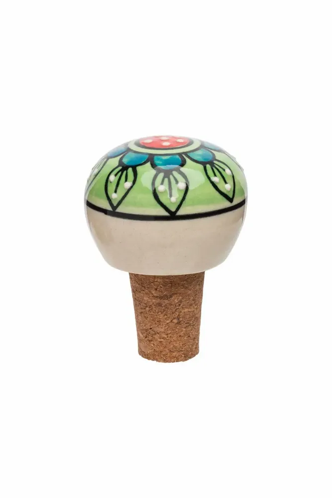 Everyday plates - Ceramic and cork bottle stopper FLORAL - TRANQUILLO