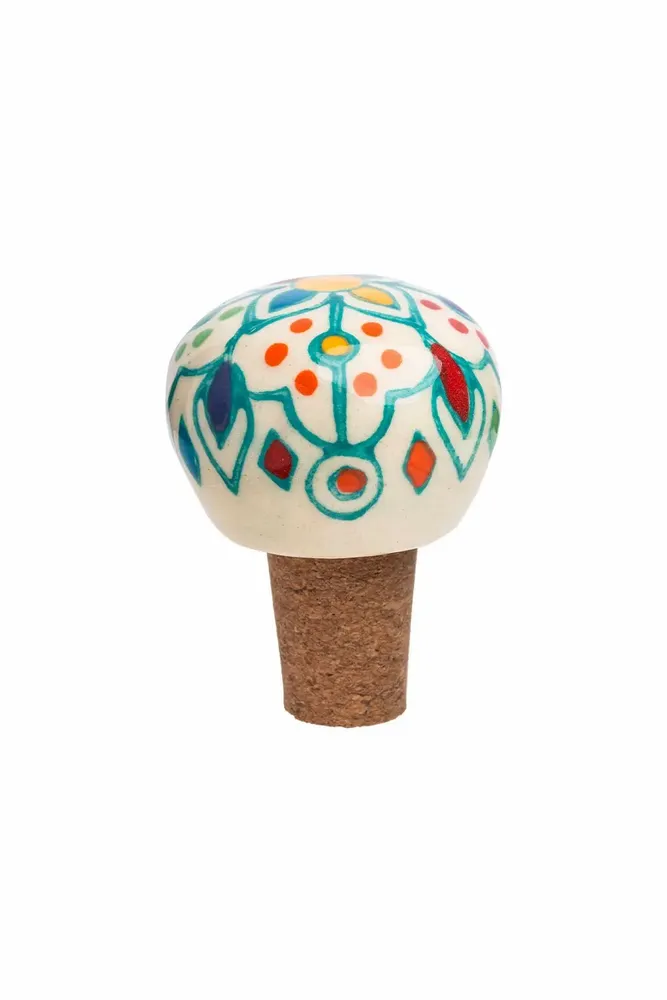 Everyday plates - Ceramic and cork bottle stopper FLORAL - TRANQUILLO