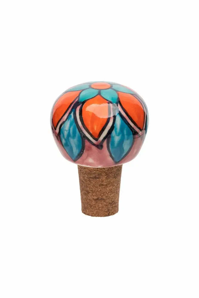 Everyday plates - Ceramic and cork bottle stopper FLORAL - TRANQUILLO