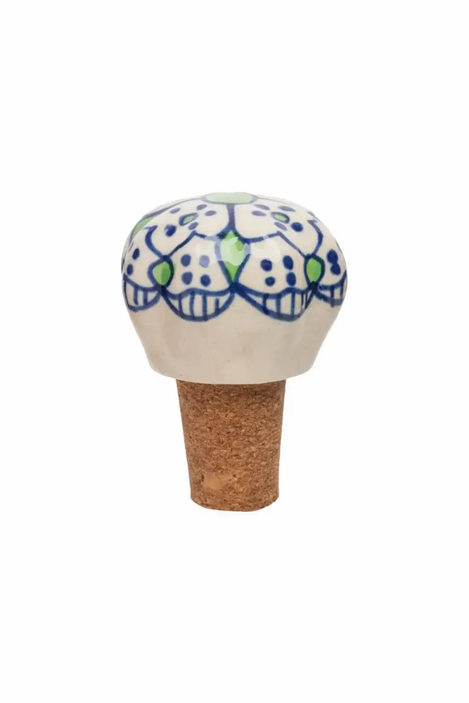 Everyday plates - Ceramic and cork bottle stopper FLORAL - TRANQUILLO
