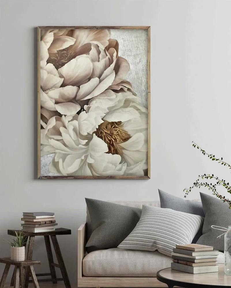 Office design and planning - « Peonies » Series of handmade textured abstract paintings - MATISS ART STUDIO