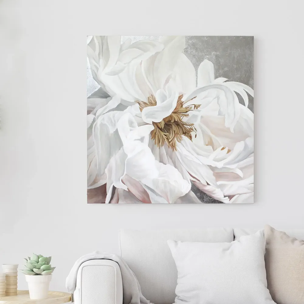 Office design and planning - « Peonies » Series of handmade textured abstract paintings - MATISS ART STUDIO