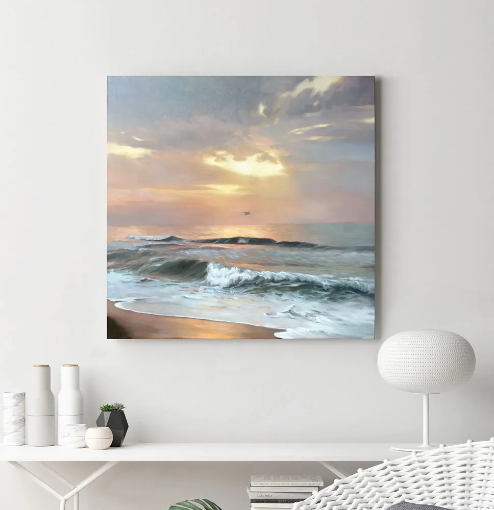 Office design and planning - « Sea vibes » Series of handmade textured abstract paintings - MATISS ART STUDIO