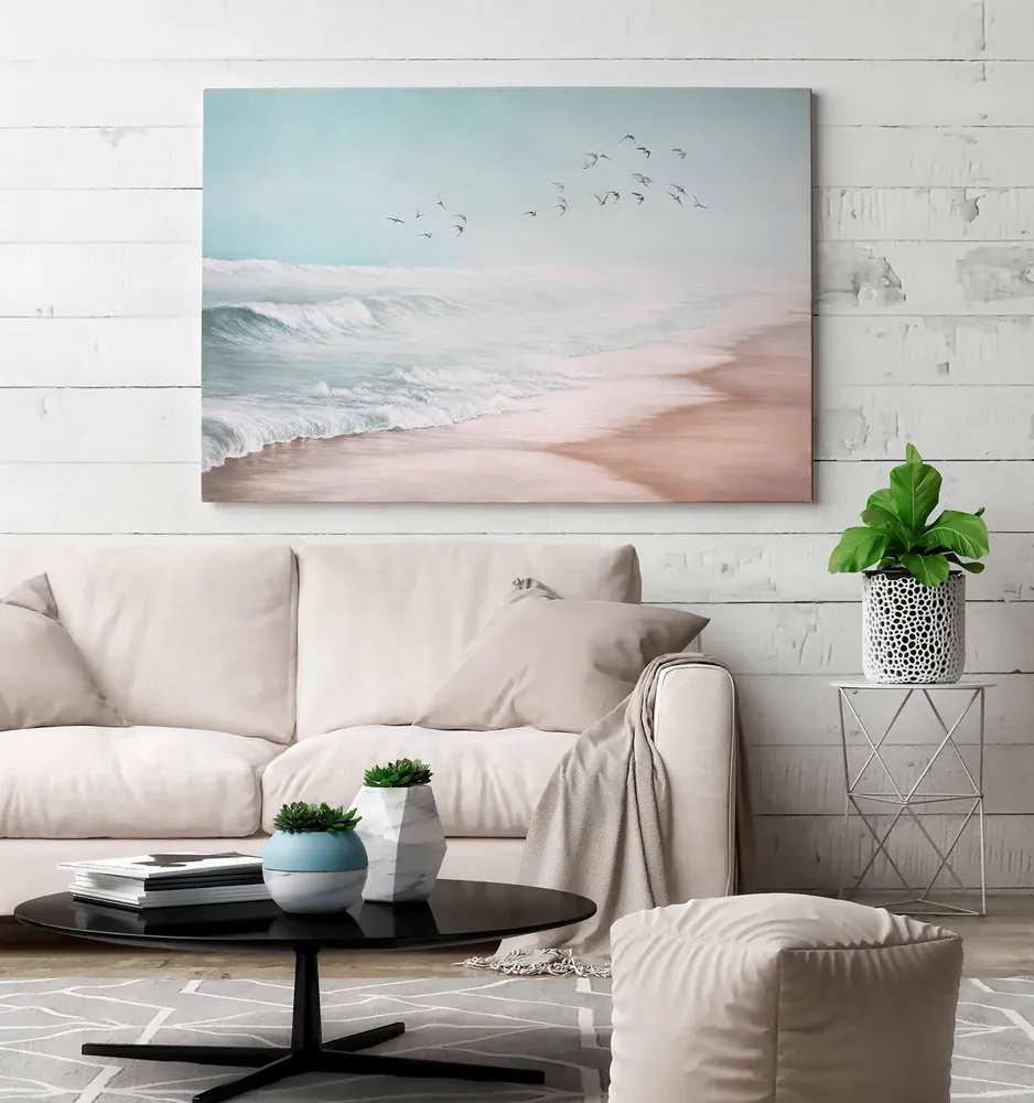 Office design and planning - « Sea vibes » Series of handmade textured abstract paintings - MATISS ART STUDIO