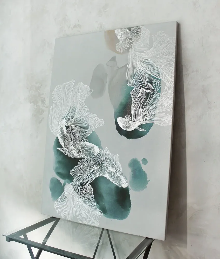 Office design and planning - « Carps » Series of handmade textured abstract paintings - MATISS ART STUDIO