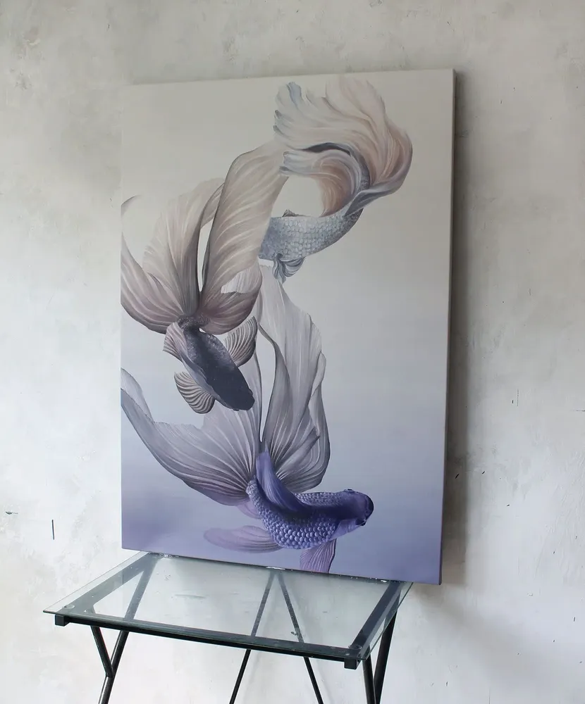 Office design and planning - « Carps » Series of handmade textured abstract paintings - MATISS ART STUDIO