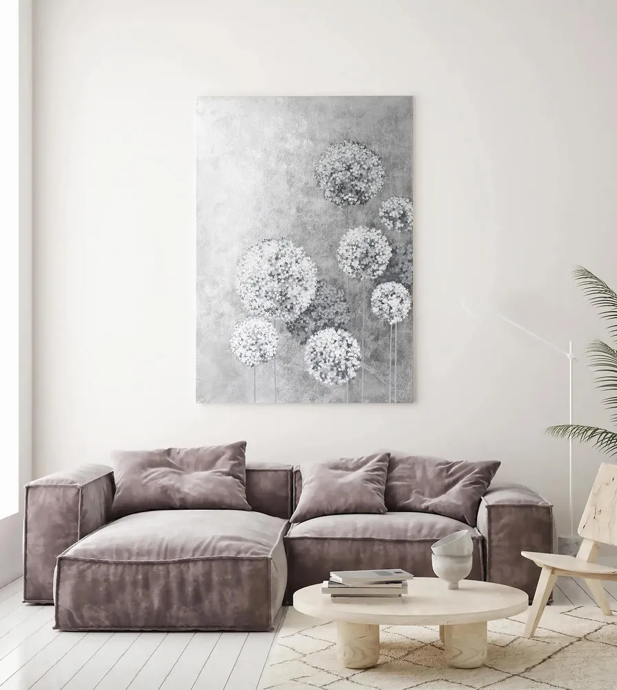 Office design and planning - « Flower Balls» Series of handmade textured abstract paintings - MATISS ART STUDIO
