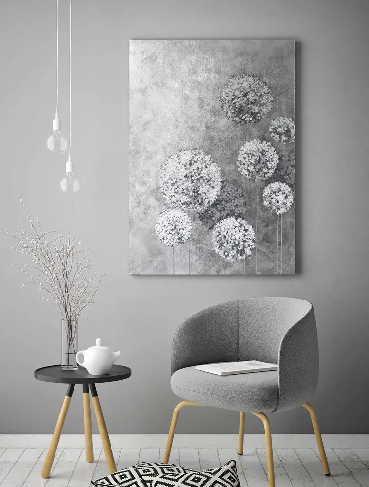 Office design and planning - « Flower Balls» Series of handmade textured abstract paintings - MATISS ART STUDIO