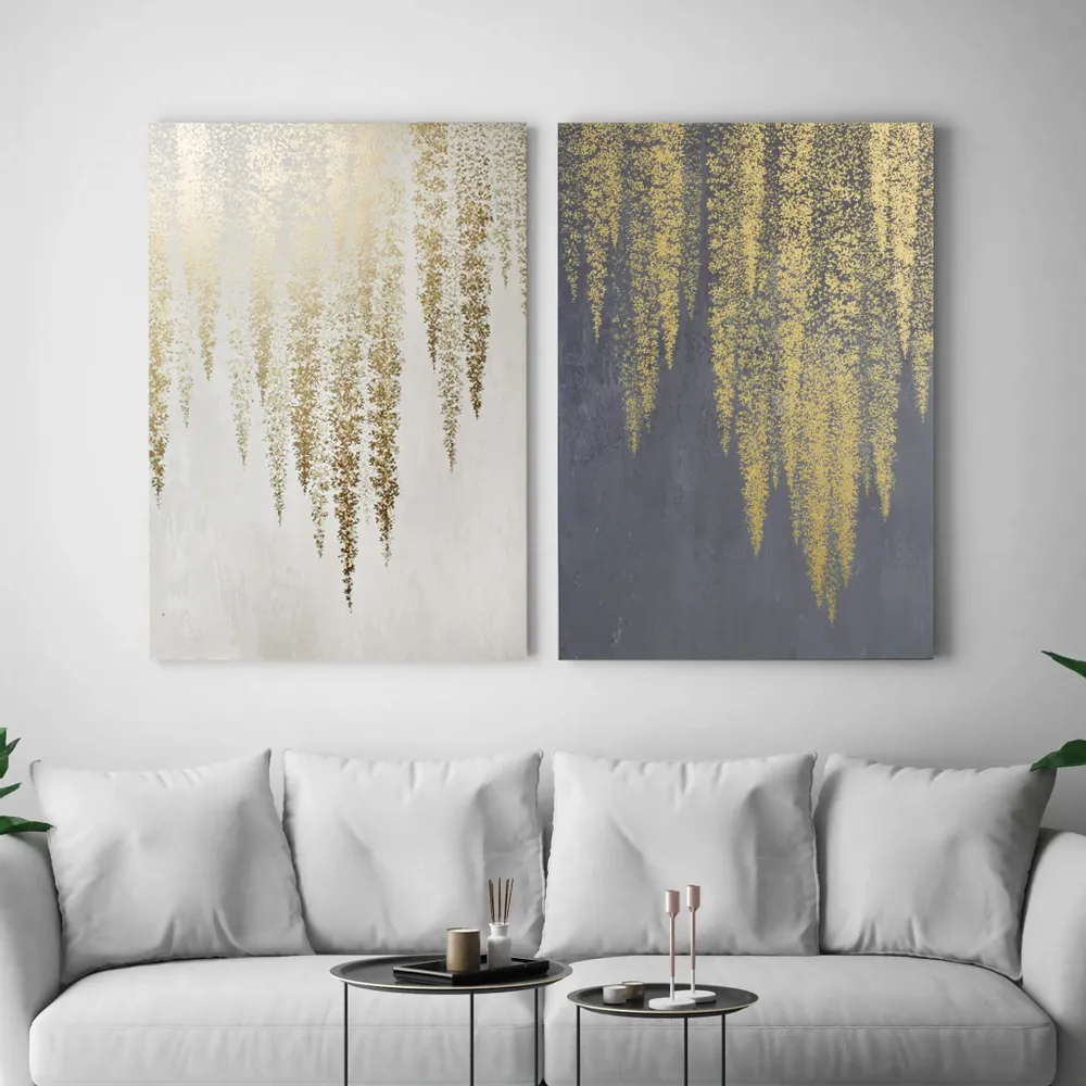 Office design and planning - « Wisteria » Series of handmade textured abstract paintings - MATISS ART STUDIO