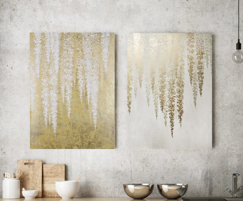 Office design and planning - « Wisteria » Series of handmade textured abstract paintings - MATISS ART STUDIO