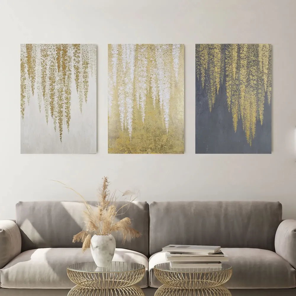 Office design and planning - « Wisteria » Series of handmade textured abstract paintings - MATISS ART STUDIO
