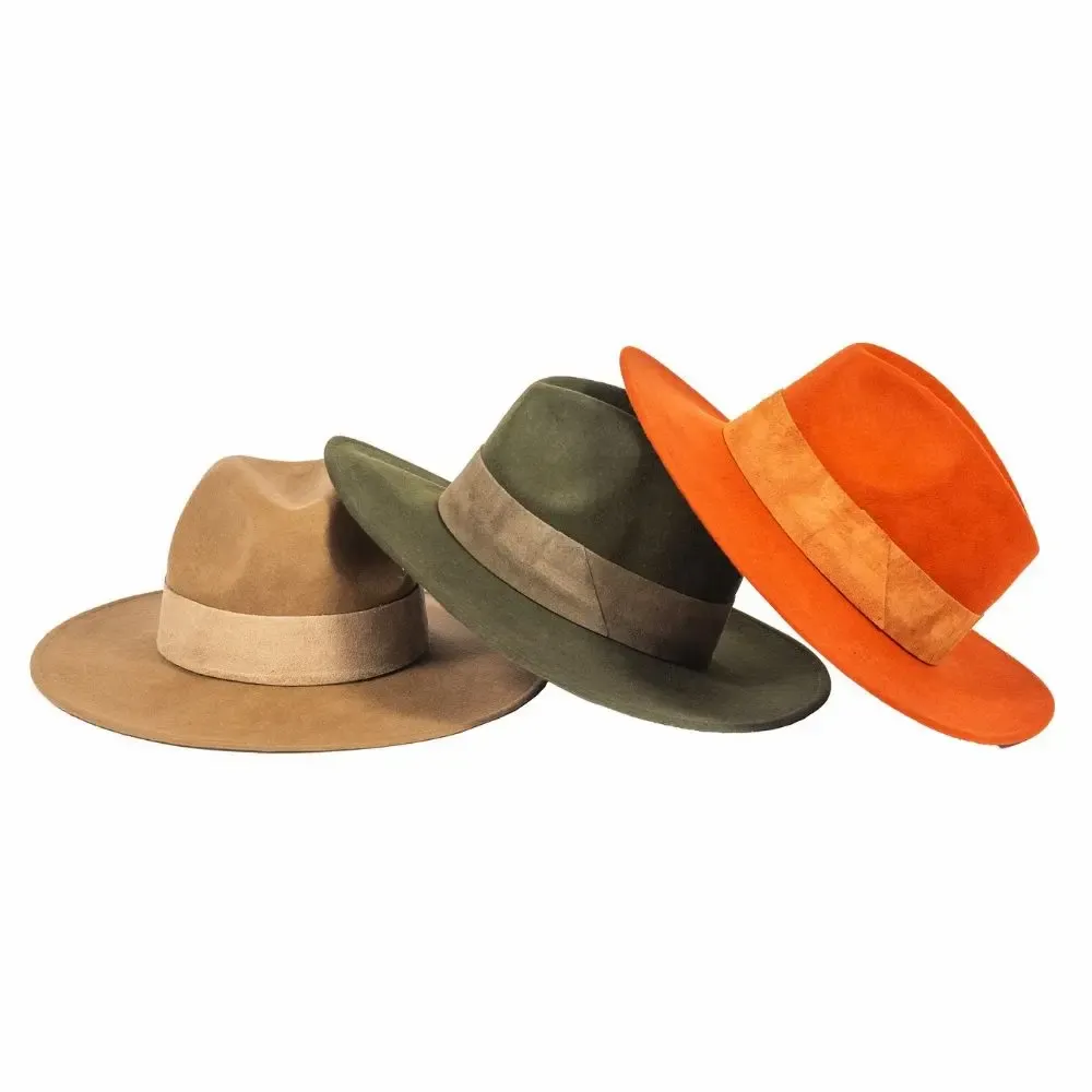 Hats - WIDE BRIMMED FELT HAT - leather braid - TRAVAUX EN COURS...
