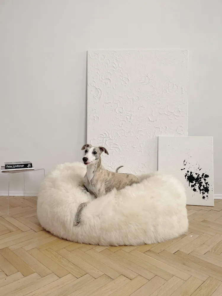Lits - Lit ovale pour animal en peau de mouton naturelle – blanc - MELLOW CONCEPT STORE