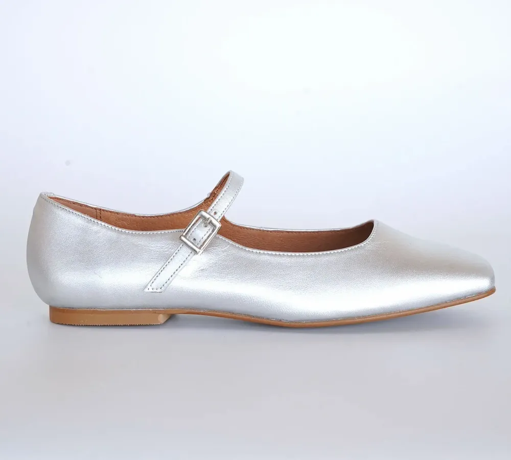 Shoes - Metallic silver leather Mary Janes – handcrafted in Spain - ATELIER COSTÀ