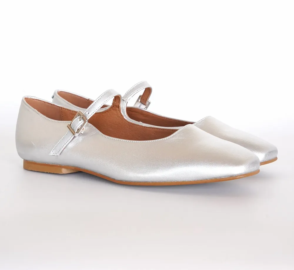 Shoes - Metallic silver leather Mary Janes – handcrafted in Spain - ATELIER COSTÀ