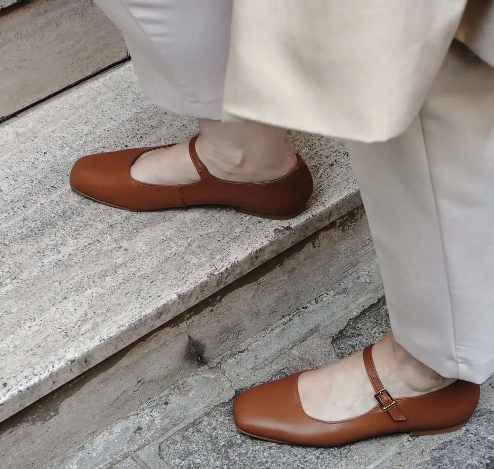 Shoes - Camel leather Mary Janes – premium craftsmanship from Spain - ATELIER COSTÀ