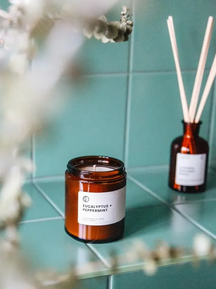 Candles - Eucalyptus + Peppermint | Amber Jar Candle - OCTŌ