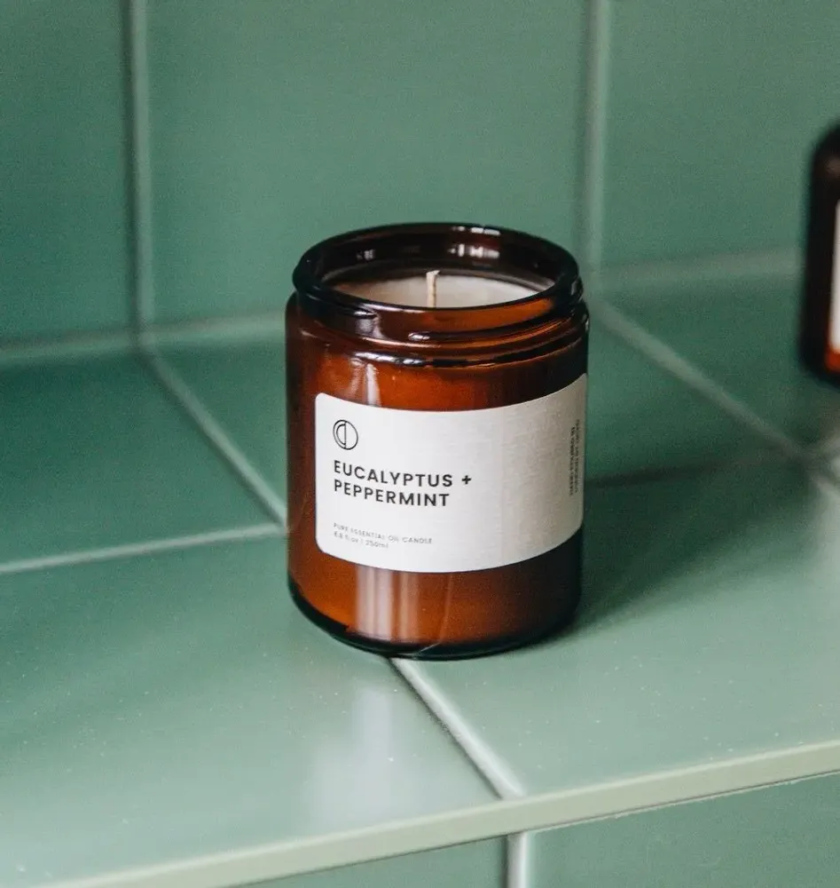 Candles - Eucalyptus + Peppermint | Amber Jar Candle - OCTŌ