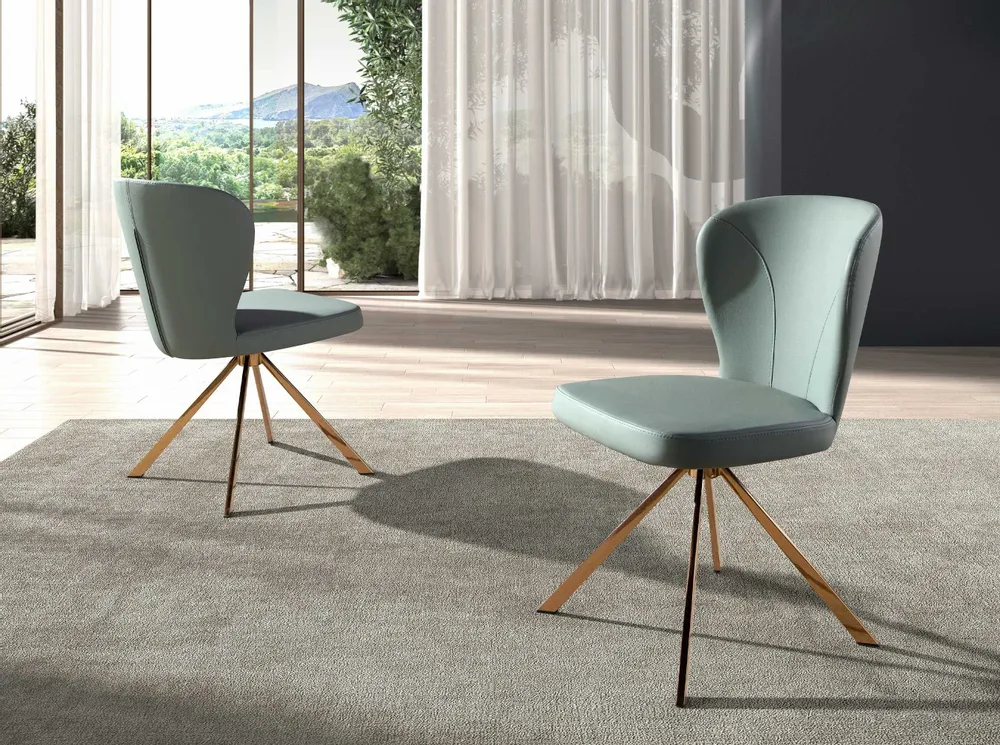 Chaises - Chaise pivotante en simili-cuir vert clair - ANGEL CERDÁ
