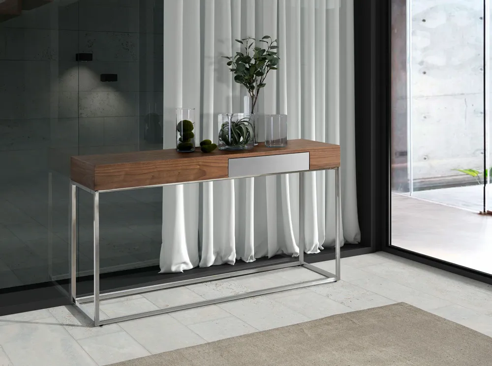 Console table - Walnut and steel console - ANGEL CERDÁ