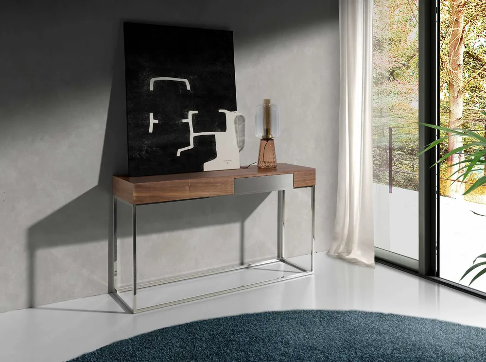 Console table - Walnut and steel console - ANGEL CERDÁ
